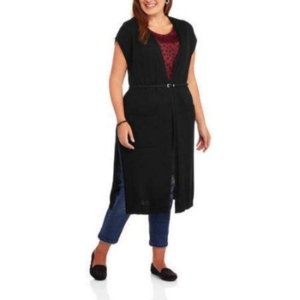 Heart N Crush Women's Plus 3X Long Black Cardigan